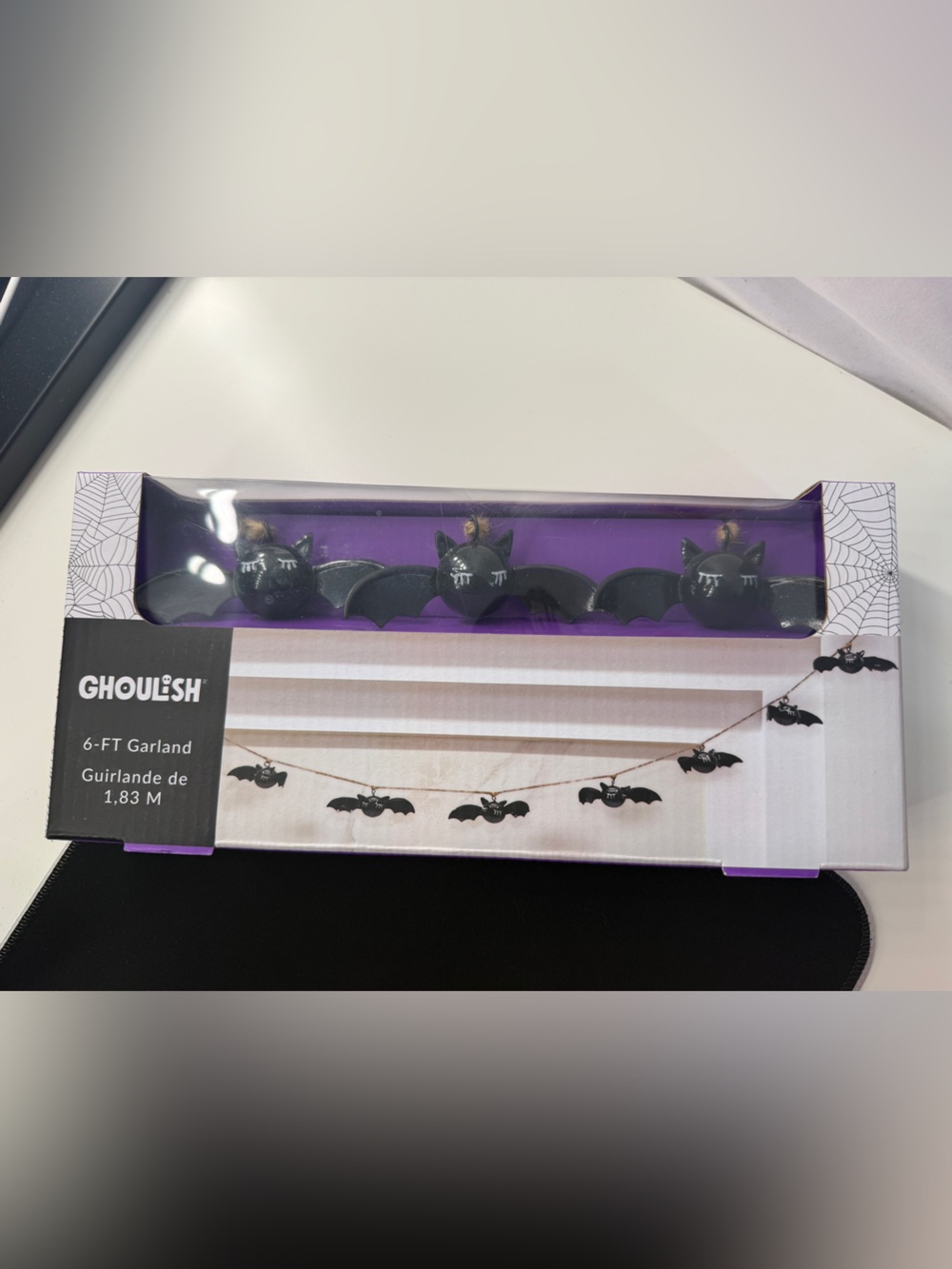 Ghoulish 6 Ft Black Flying Bat Garland Halloween Fireplace Mantel Decor NIB